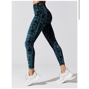 Carbon38 teal snake print VELVET leggings